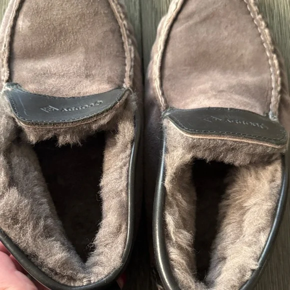 Quoddy gray suede and leather Men's Quad Cup sole slippers - Picture 4 of 4
